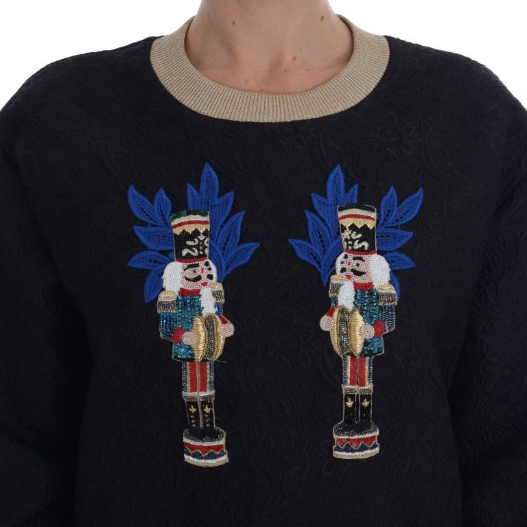 Dolce & Gabbana Black Fairy Tale Brocade Zipper Sweater
