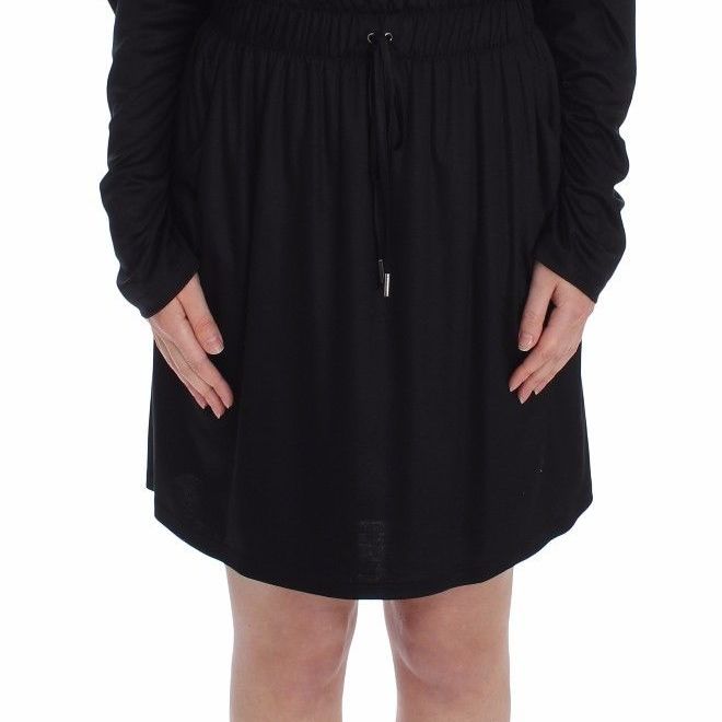 Versace Jeans Black Modal Silk Shift Knee Dress