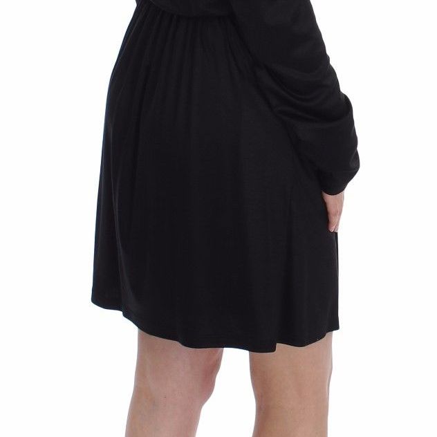 Versace Jeans Black Modal Silk Shift Knee Dress