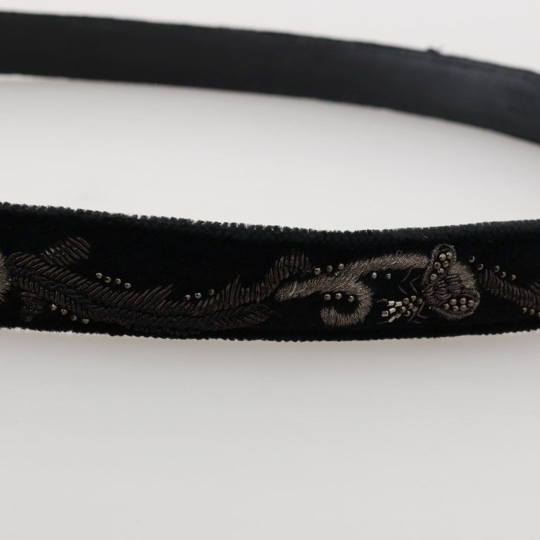 Dolce & Gabbana Black Cotton Royal Bee Embroidery Belt