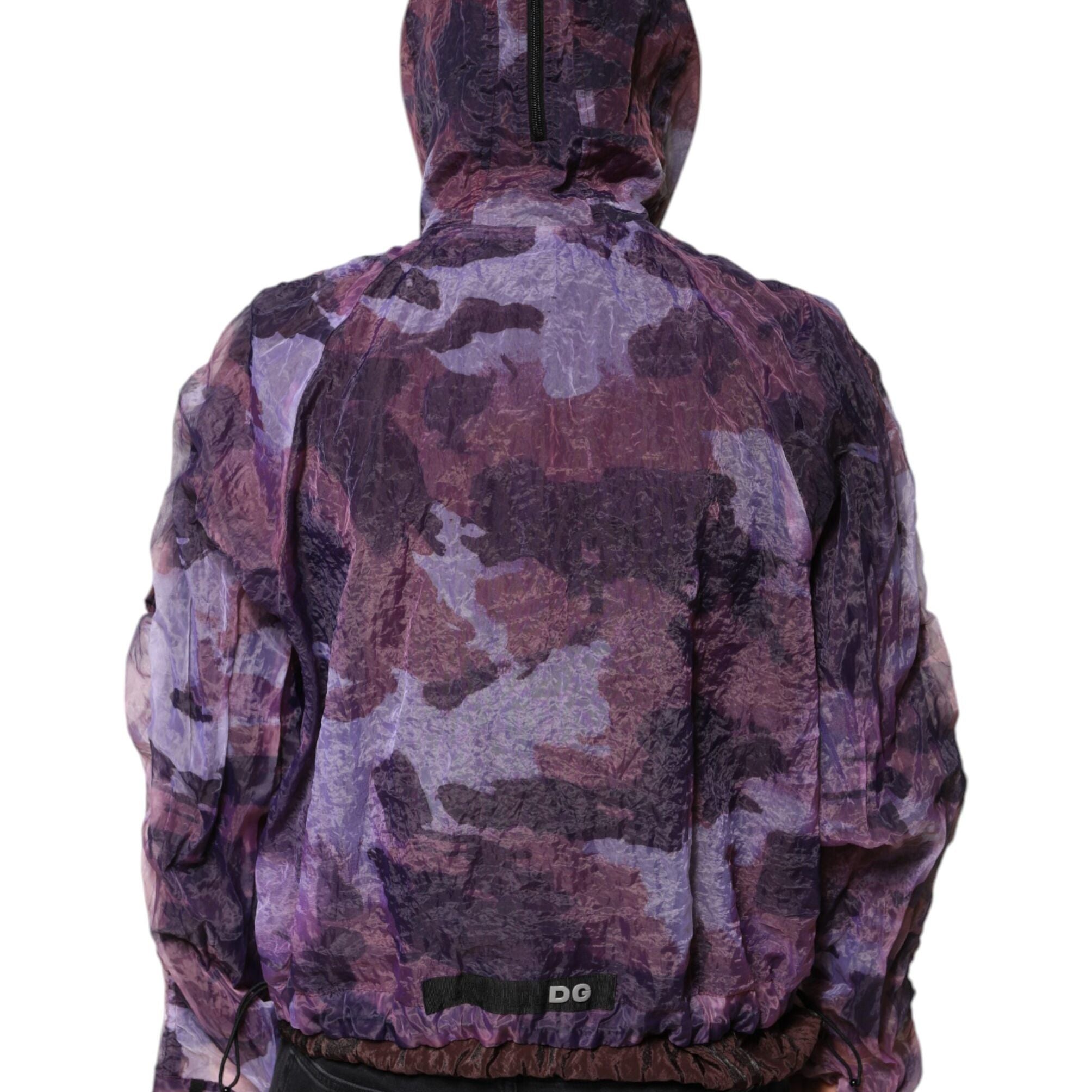 Dolce & Gabbana Purple Camouflage Hooded Men Blouson Jacket