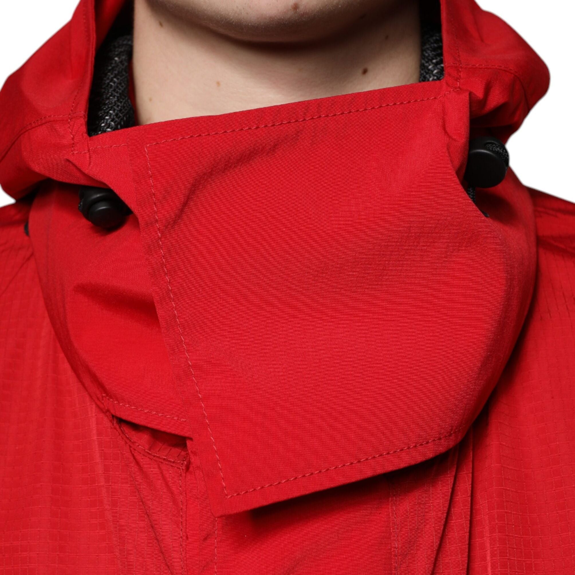 Dolce & Gabbana Red Nylon Hooded Men Full Zip Parka Jacket