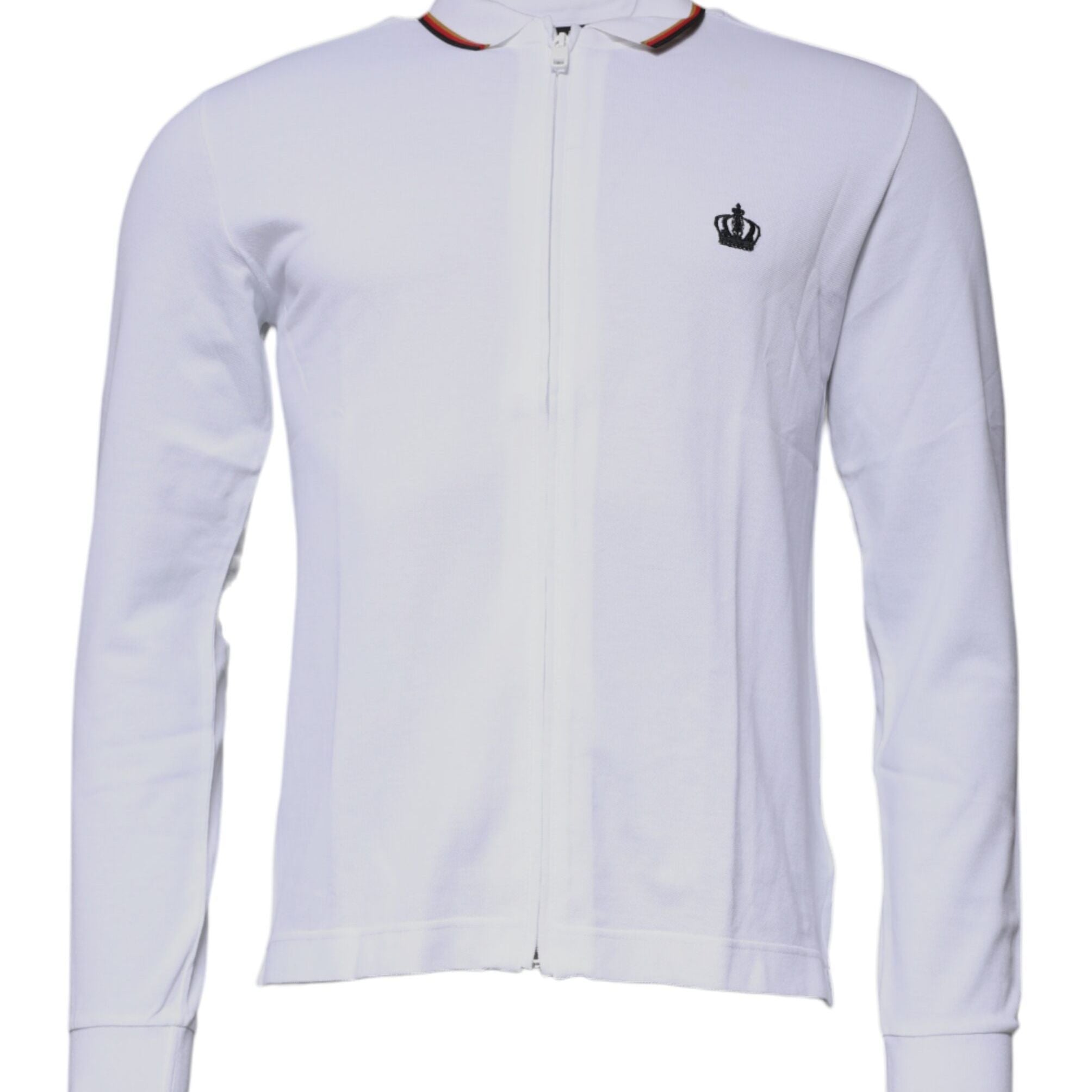 Dolce & Gabbana White Crown Men Full Zip Sweatshirt Sweater