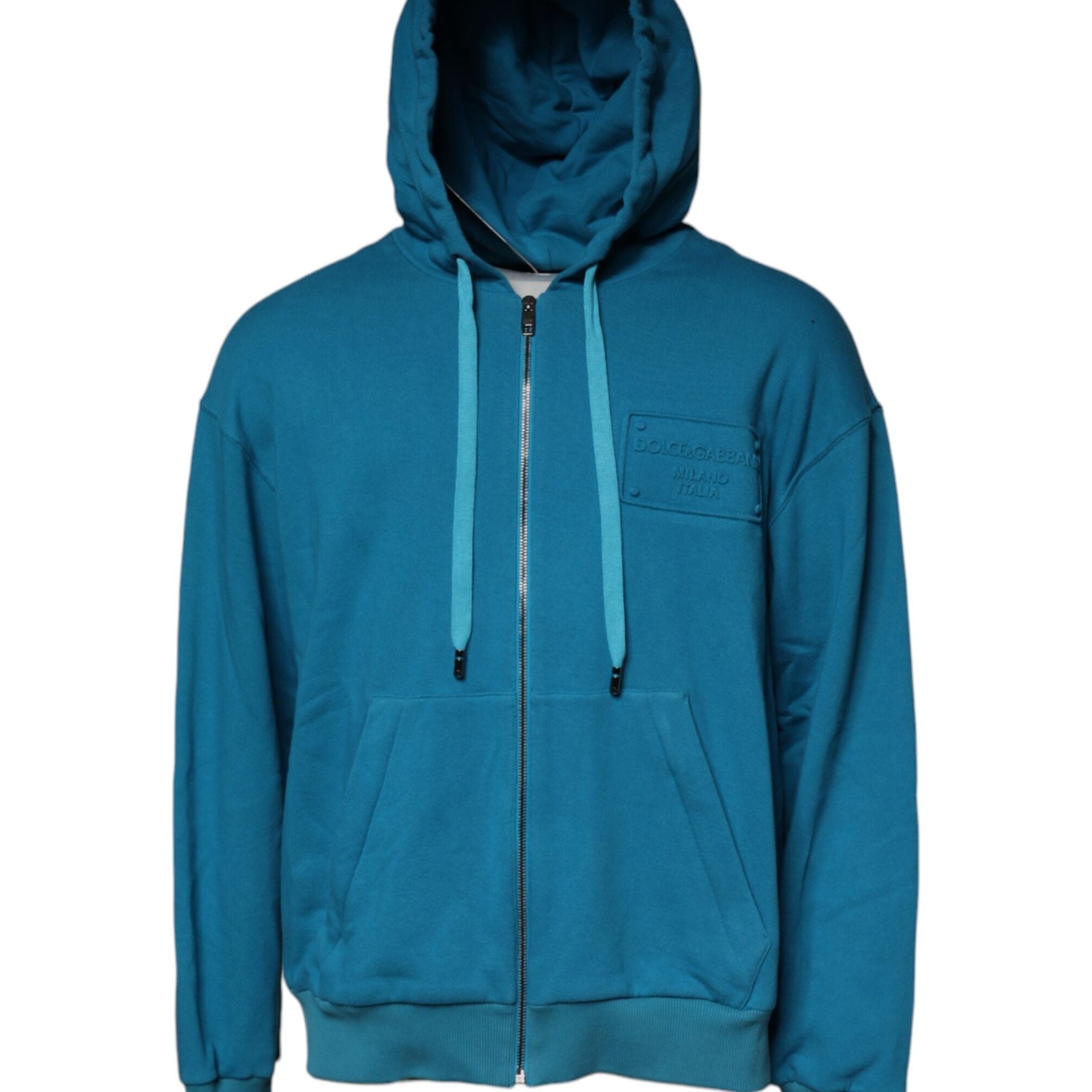 Dolce & Gabbana Blue Logo Cotton Hooded Sweatshirt Sweater