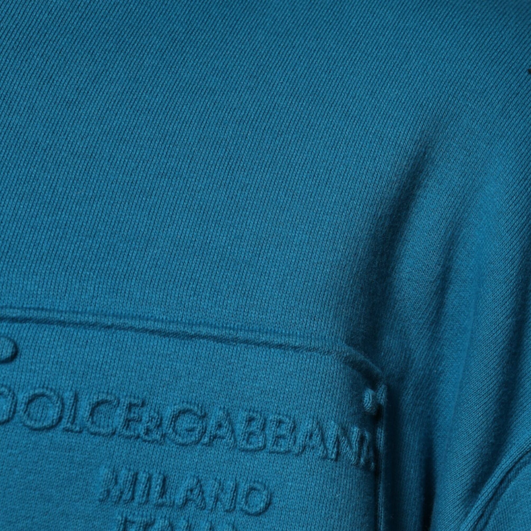Dolce & Gabbana Blue Logo Cotton Hooded Sweatshirt Sweater