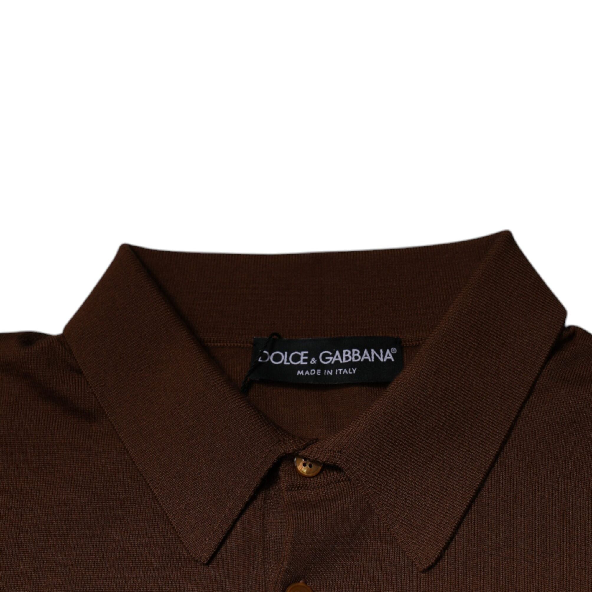 Dolce & Gabbana Brown Cashmere Buttoned Men Pullover Sweater
