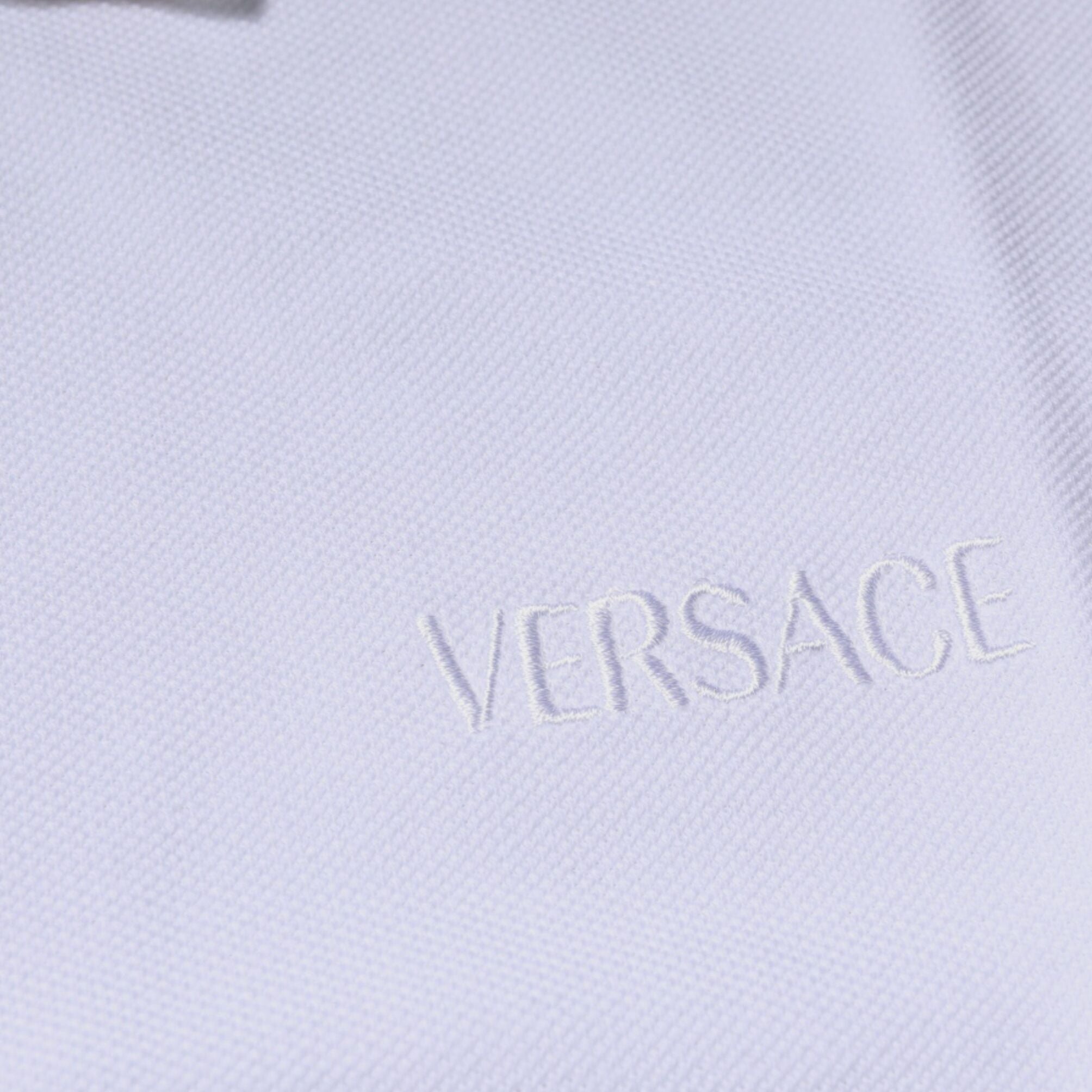 Versace White Viscose Collared Men Polo Short Sleeves T-shirt