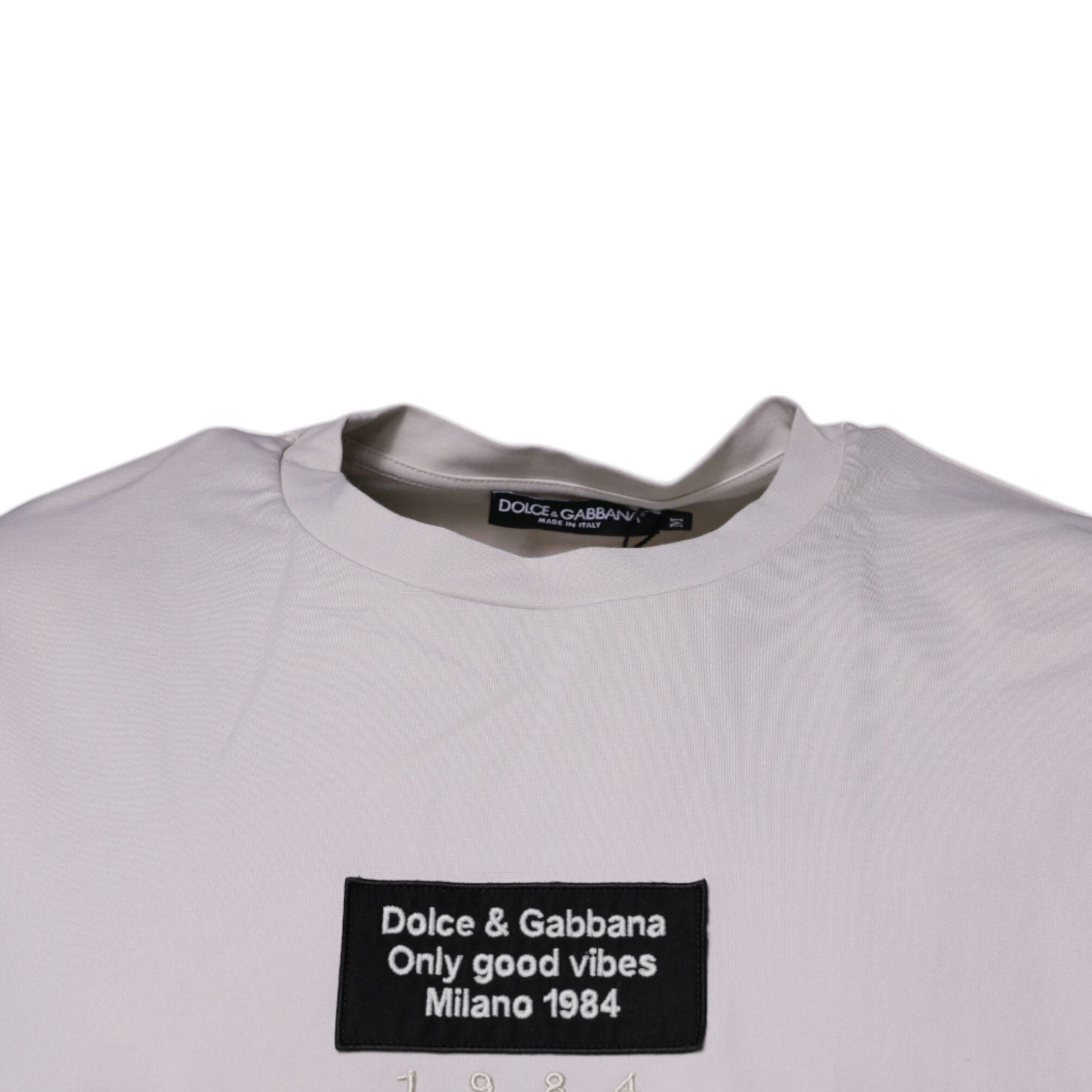 Dolce & Gabbana Beige DG Logo Crew Neck Short Sleeves T-shirt