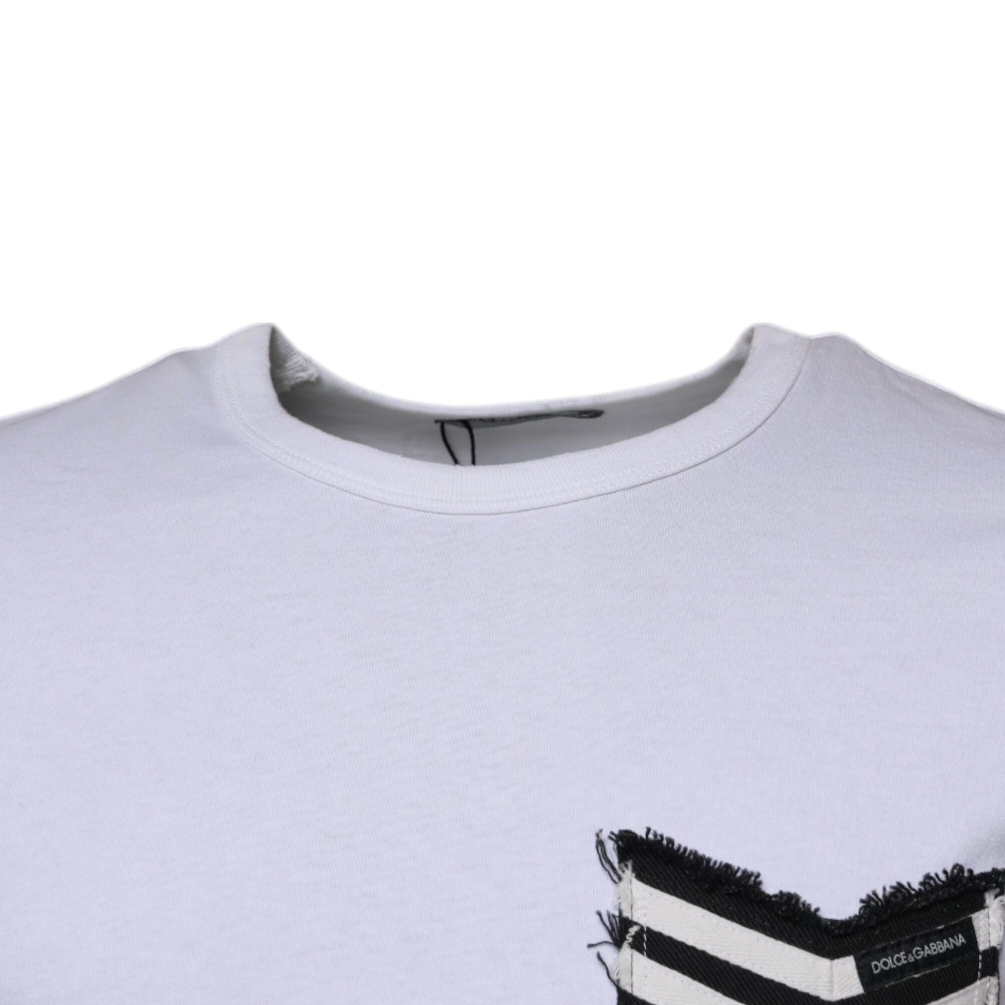 Dolce & Gabbana White Stripes Crew Neck Short Sleeves T-shirt