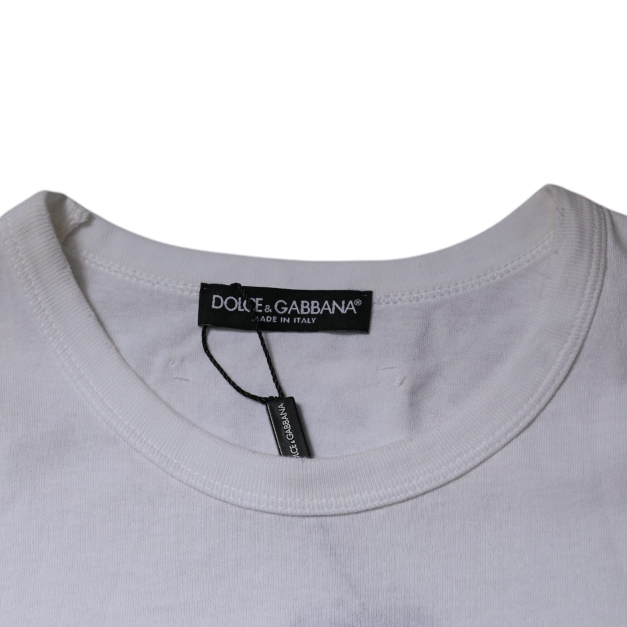 Dolce & Gabbana White Stripes Crew Neck Short Sleeves T-shirt