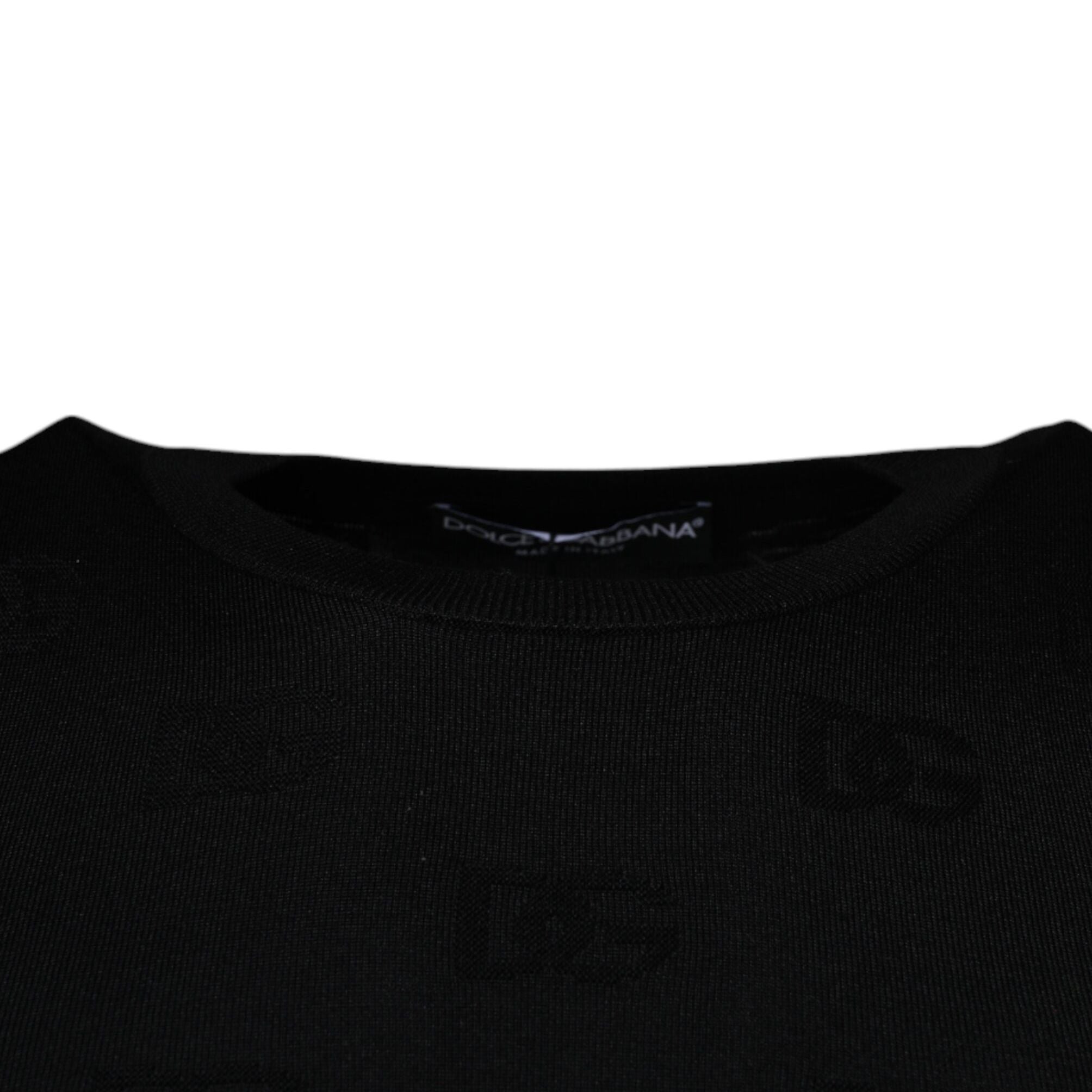 Dolce & Gabbana Black Silk Round Neck Sleeveless T-shirt