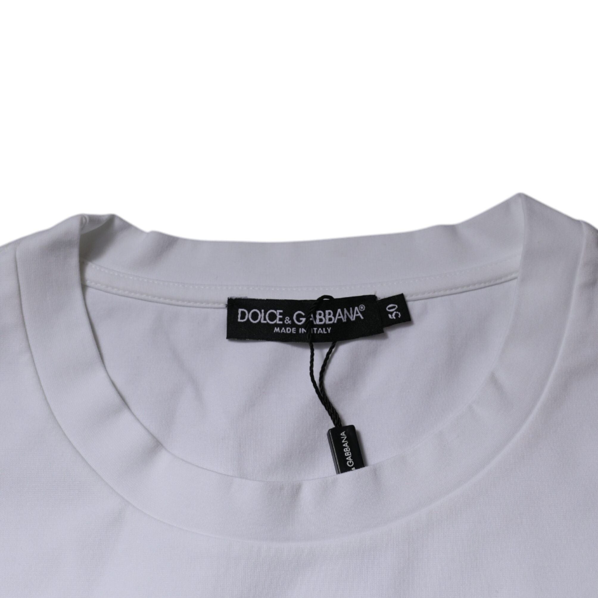 Dolce & Gabbana White DG Logo Cotton Crew Neck T-shirt