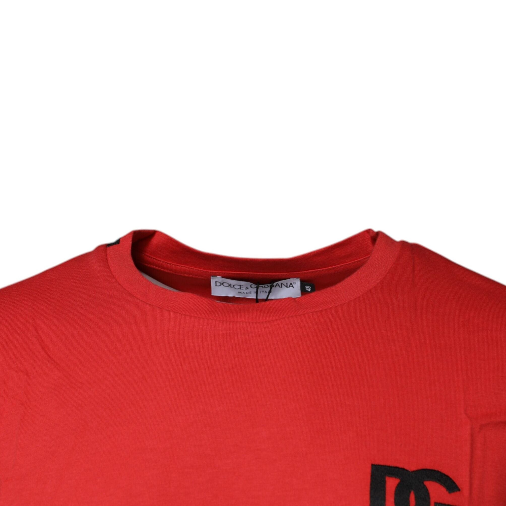Dolce & Gabbana Red DG Logo Cotton Crew Neck T-shirt