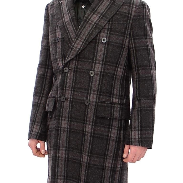 Dolce & Gabbana Gray Double Breasted Coat Jacket