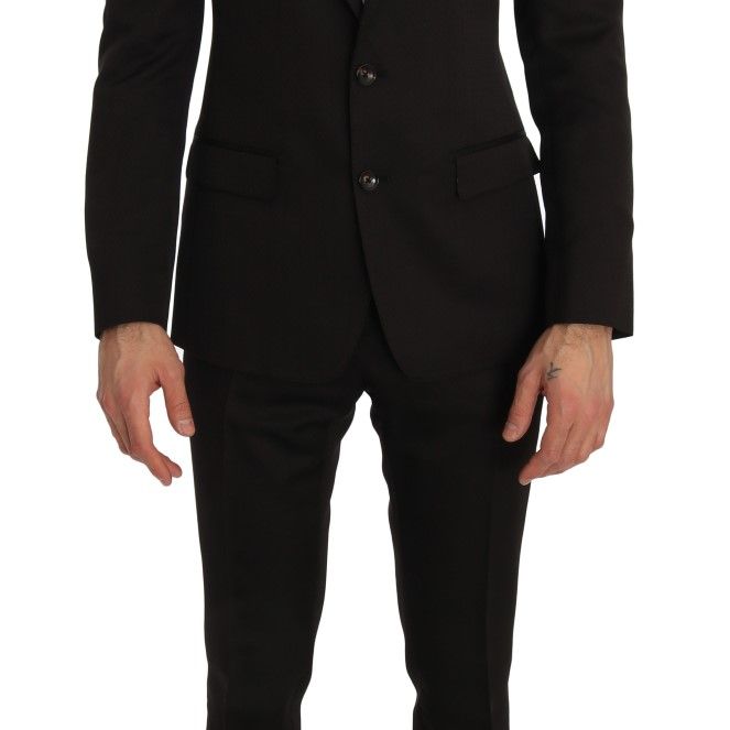 Dolce & Gabbana Brown Wool Crystal Bee Slim Fit MARTINI