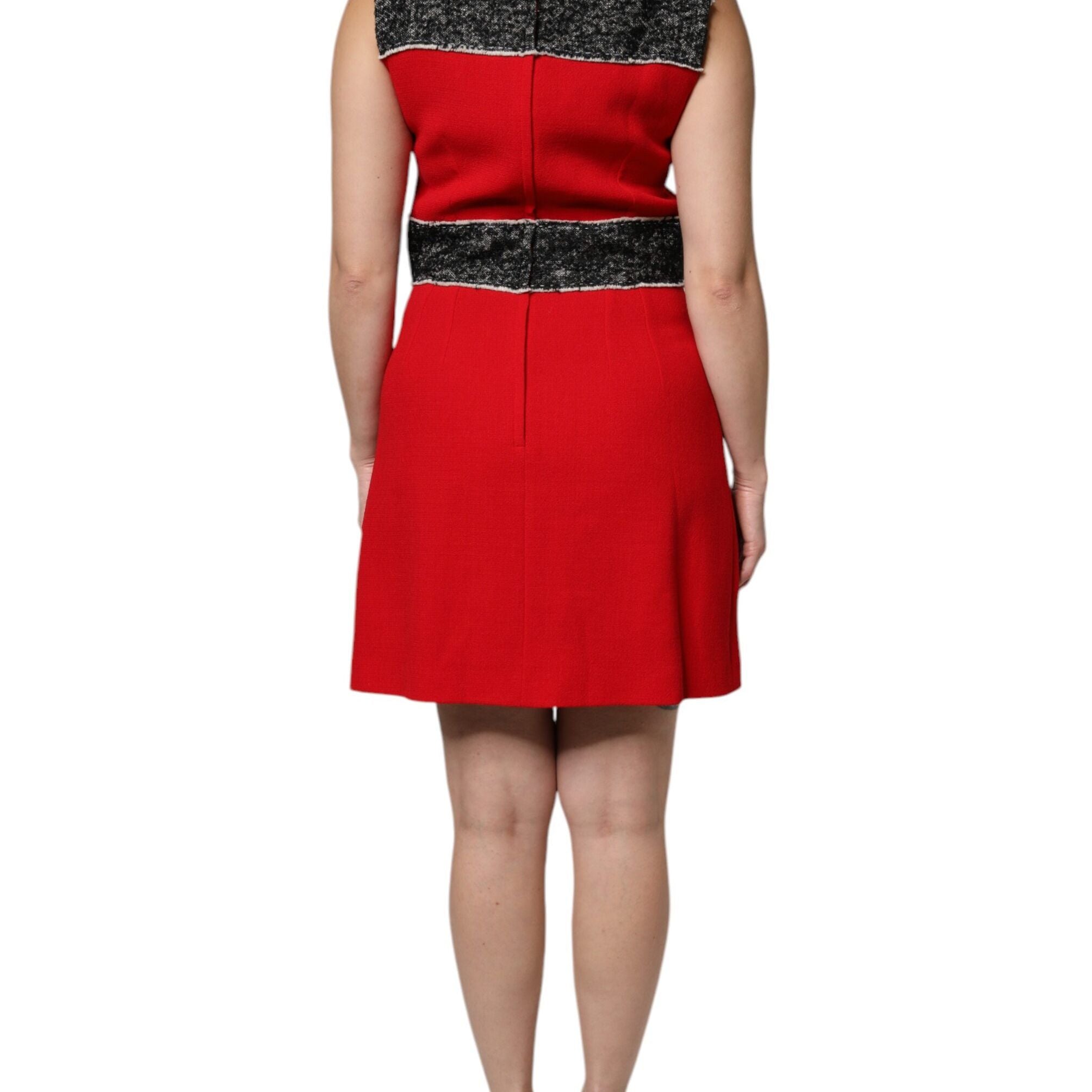 Dolce & Gabbana Red Wool Sleeveless A-line Flared Mini Dress