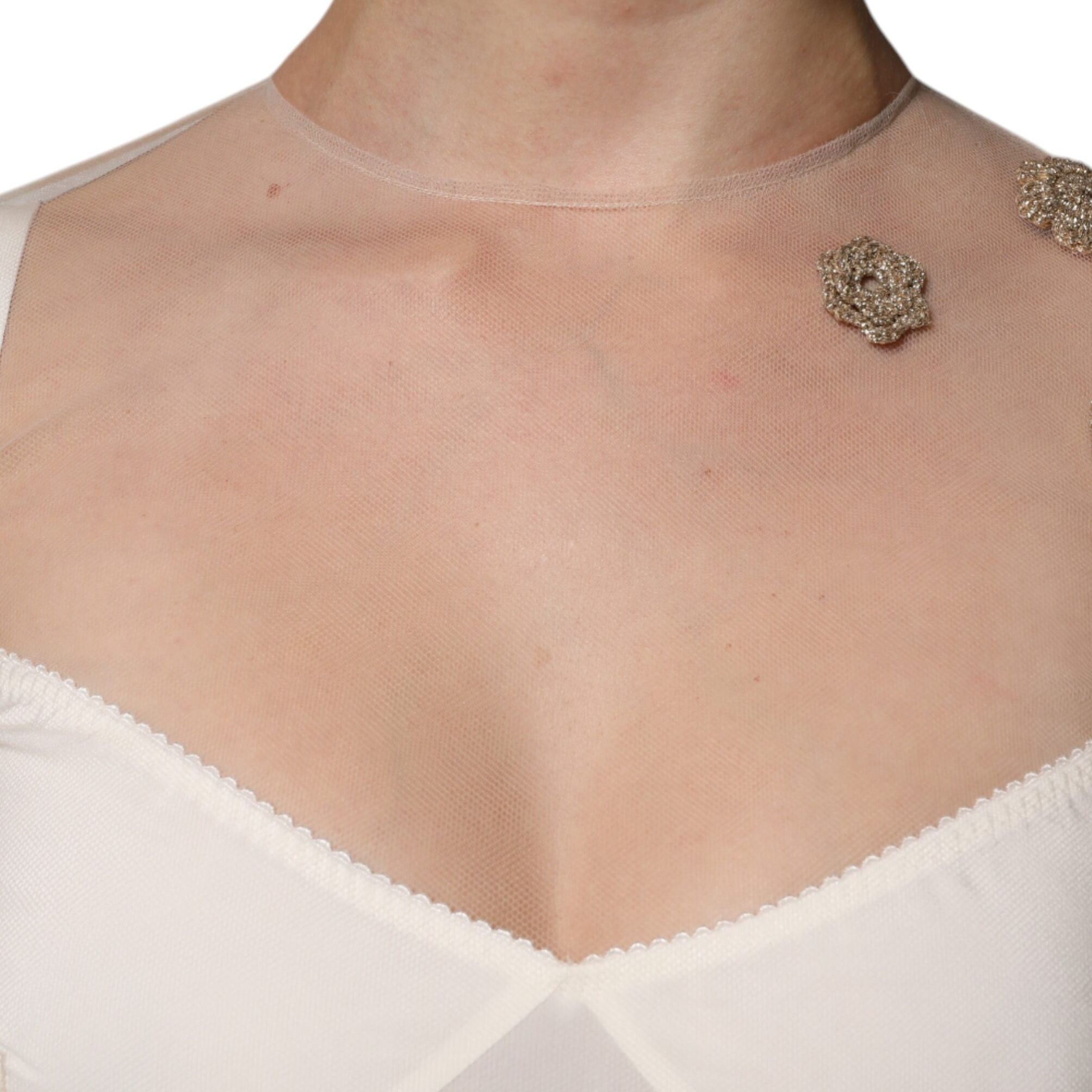 Dolce & Gabbana White Sheer Tulle Bustier Bodycon Midi Dress