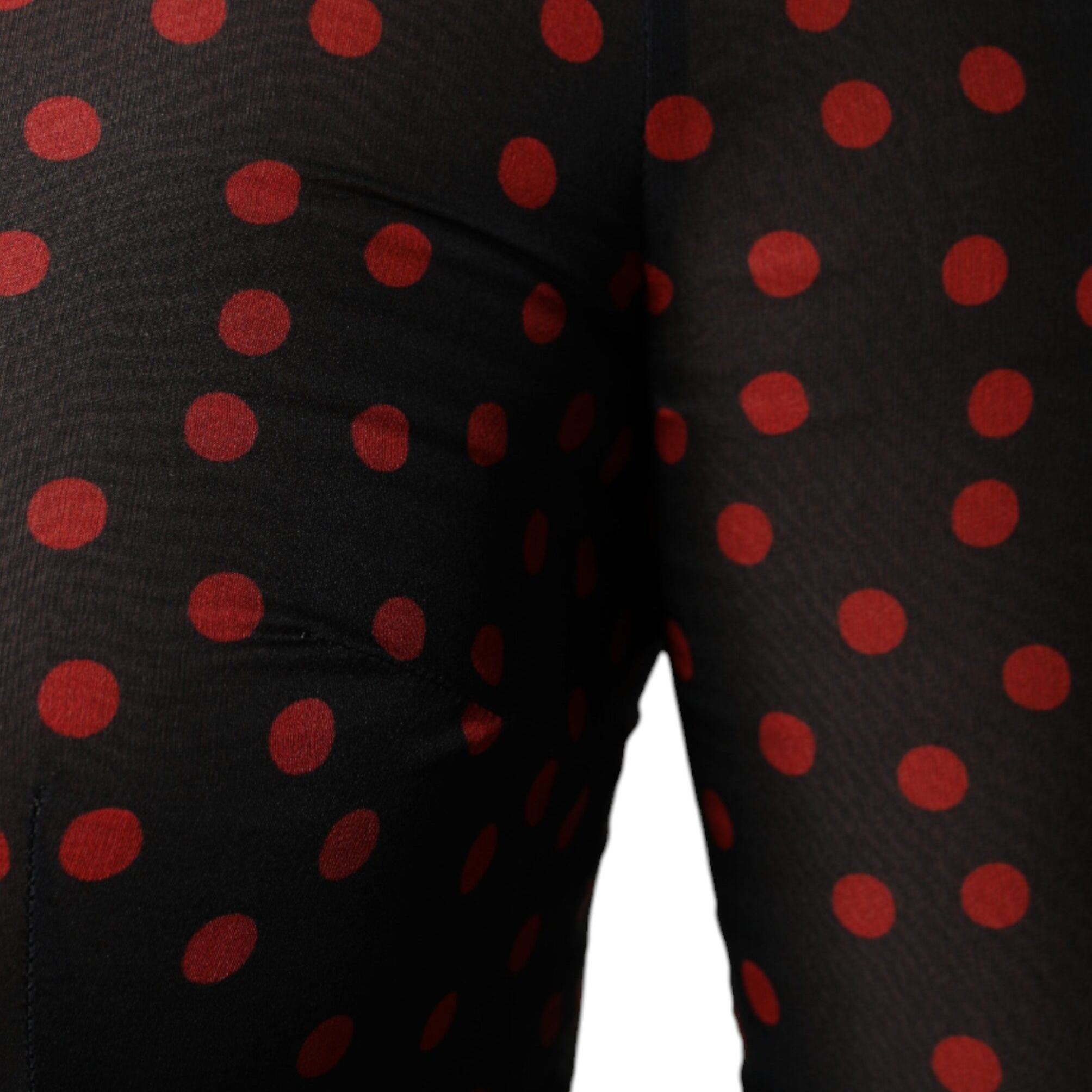 Dolce & Gabbana Black Red Polka Dot Silk Layered Midi Dress