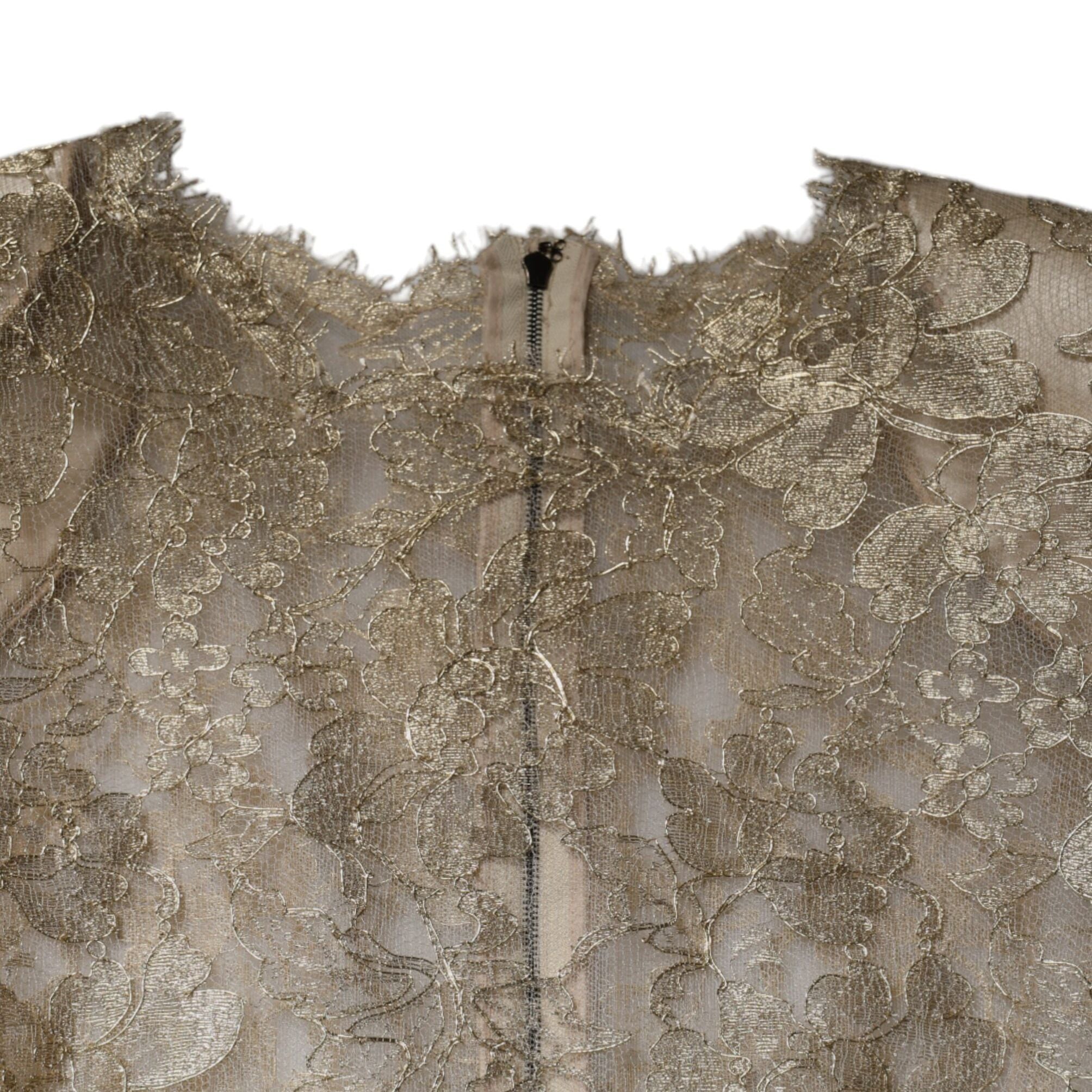 Dolce & Gabbana Gold Floral Lace A-line Sheath Mini Dress