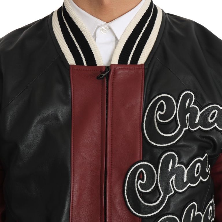 Dolce & Gabbana Leather Club Lounge Black Red Jacket