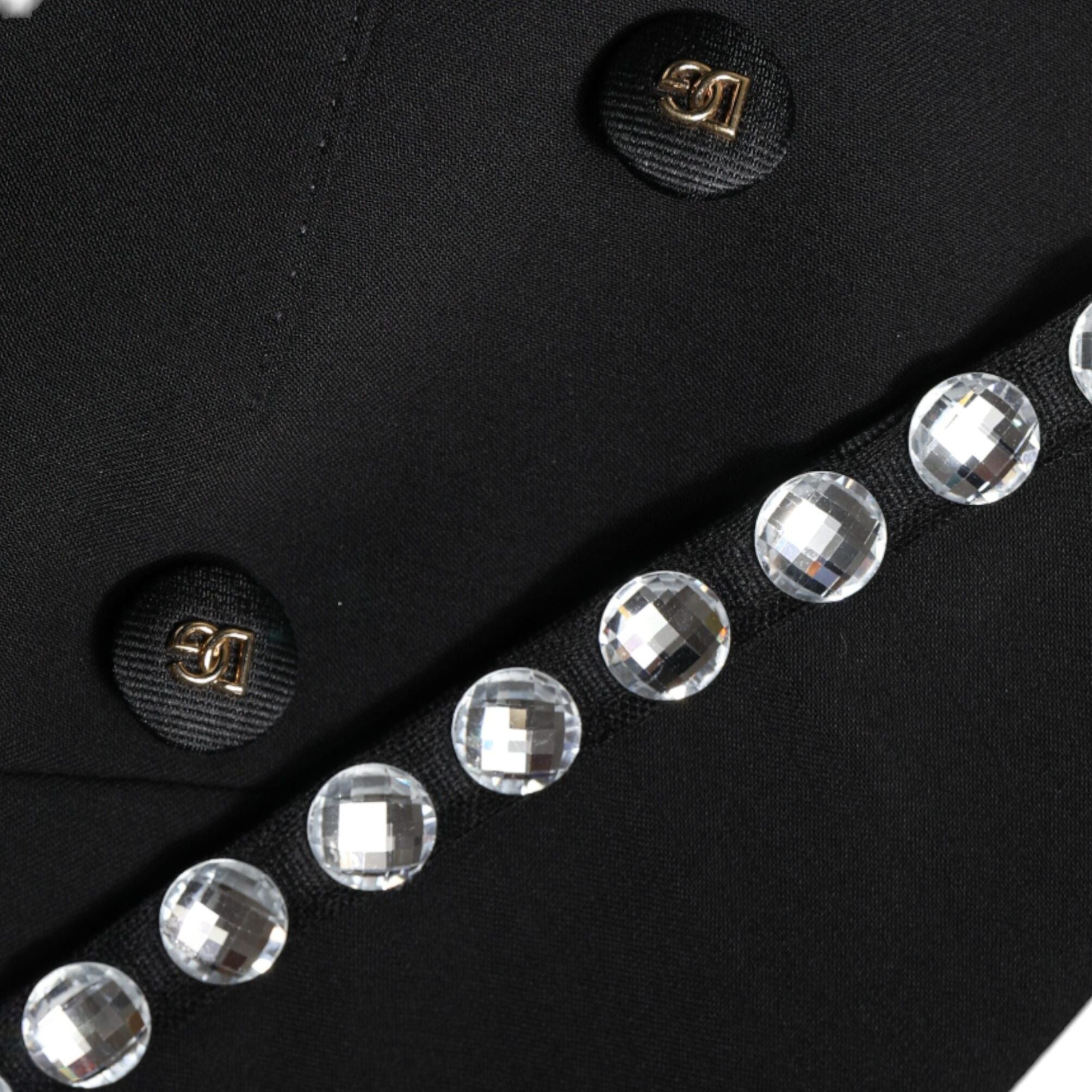 Dolce & Gabbana Black Crystal Double Breasted Blazer Jacket