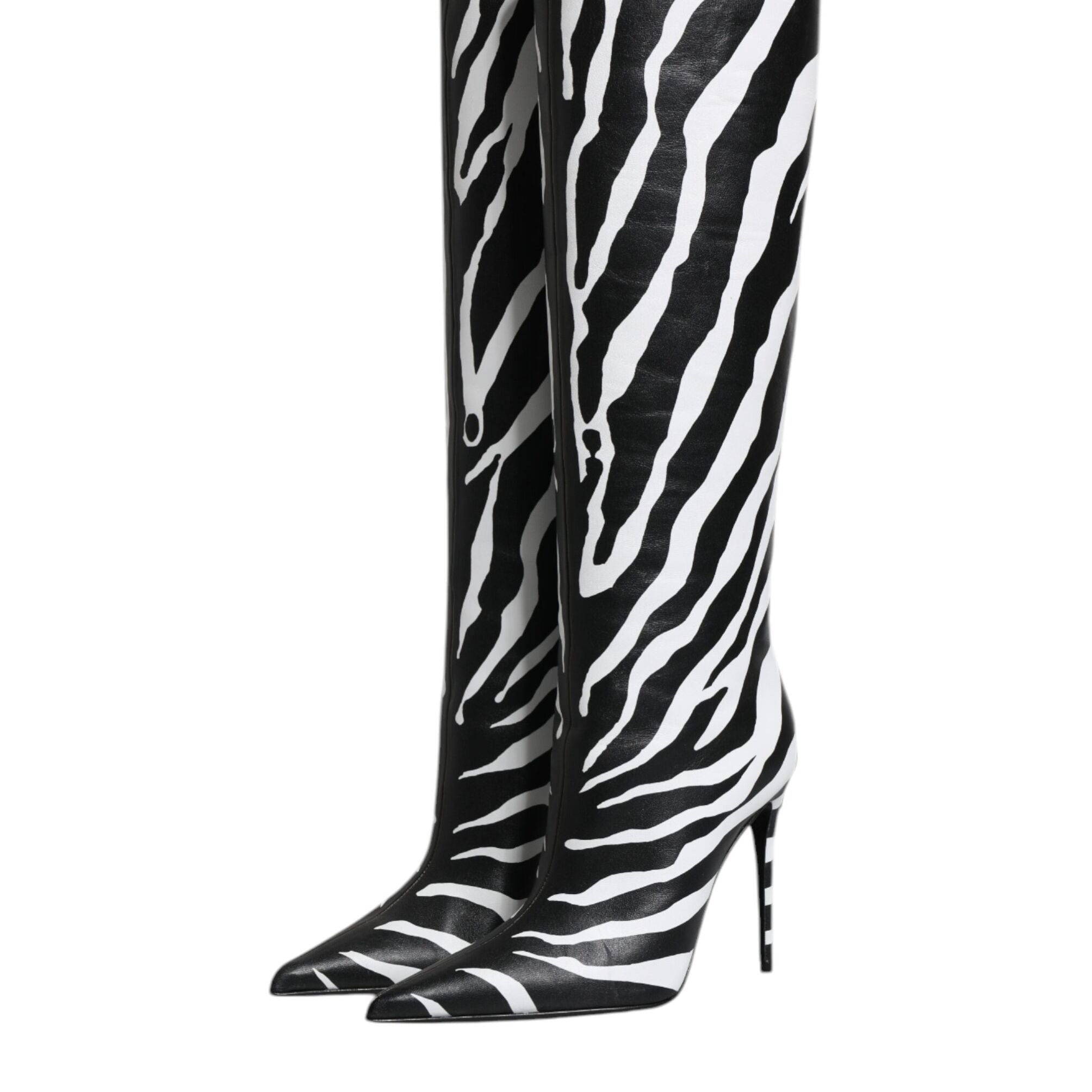 Dolce & Gabbana Black White Zebra Heels High Boots Shoes