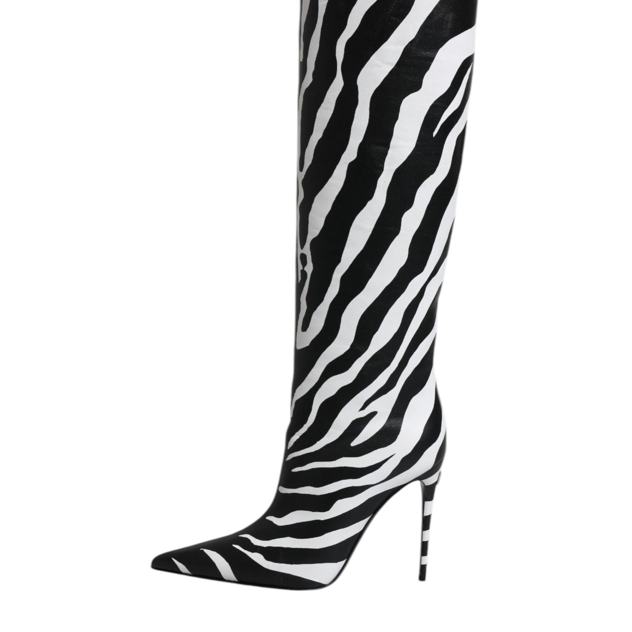 Dolce & Gabbana Black White Zebra Heels High Boots Shoes