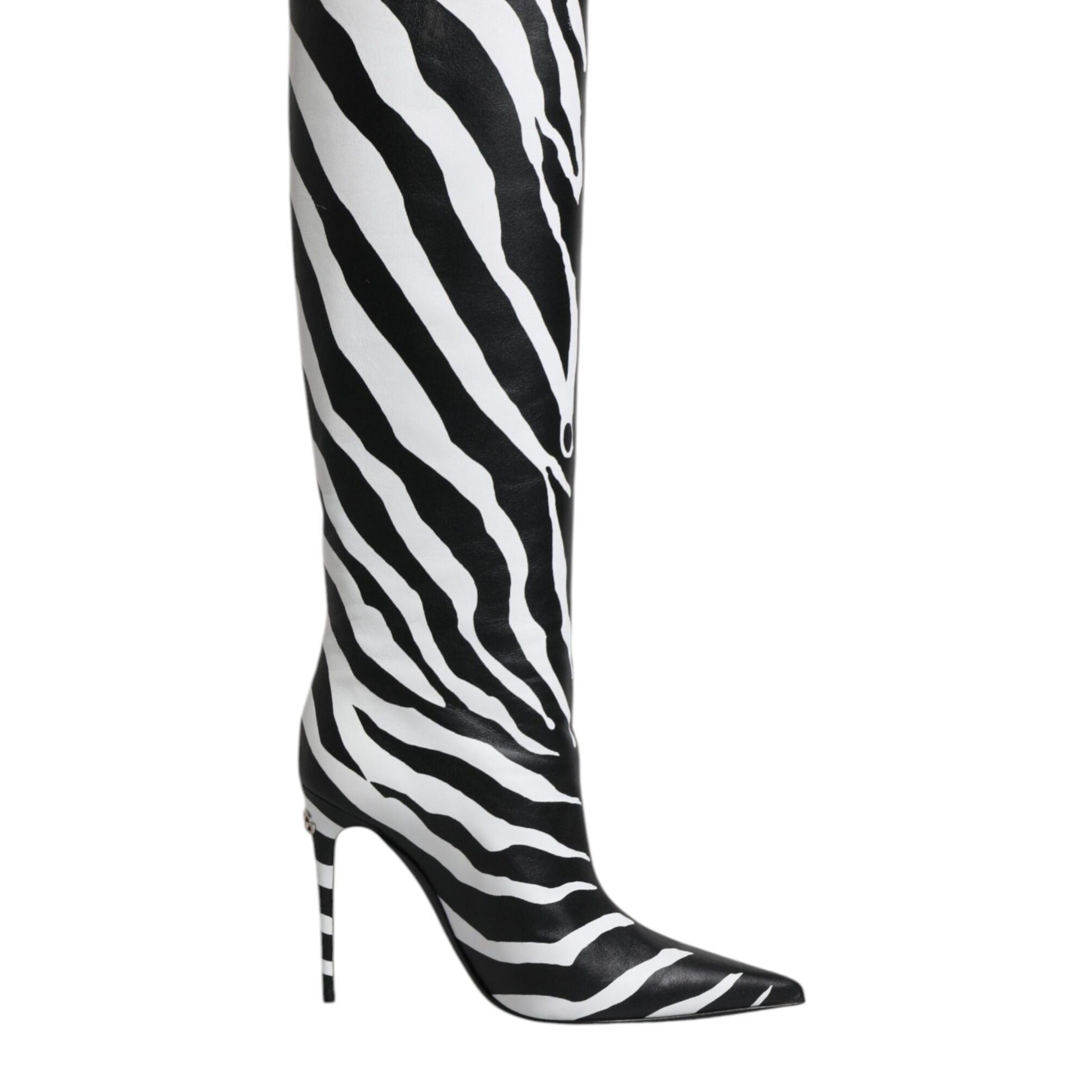 Dolce & Gabbana Black White Zebra Heels High Boots Shoes