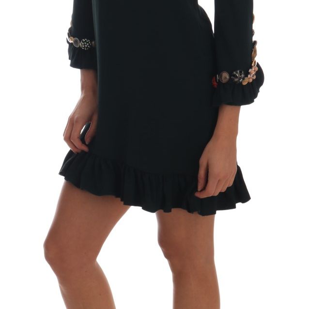 Dolce & Gabbana Crystal Green Stretch A-Line Short Dress