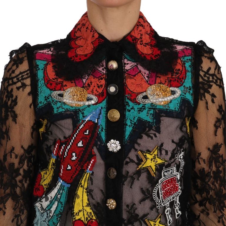 Dolce & Gabbana Black Lace Crystal SPACE Shirt