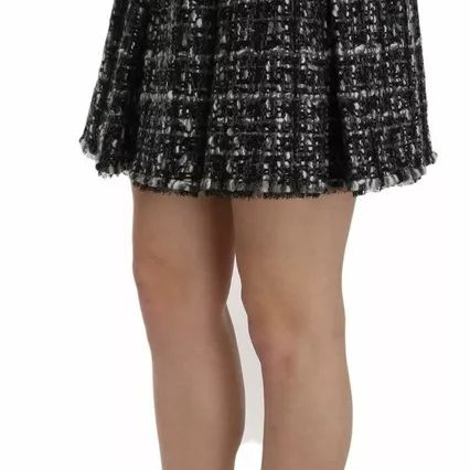 Dolce & Gabbana Black Check Flounce Detailed Wool Mini Skirt