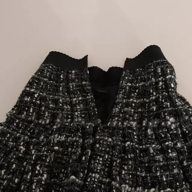 Dolce & Gabbana Black Check Flounce Detailed Wool Mini Skirt