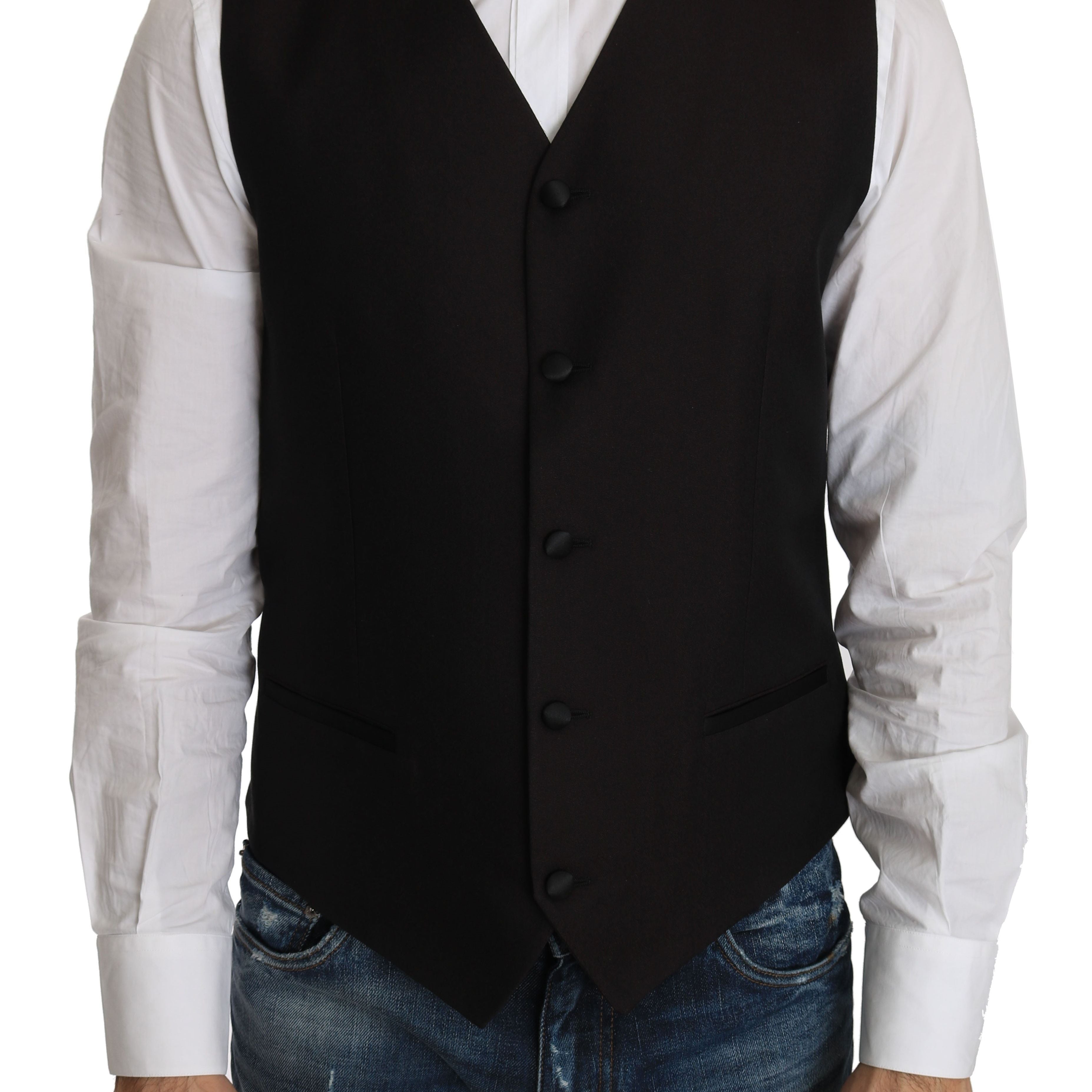 Dolce & Gabbana Black Silk Dress Waistcoat