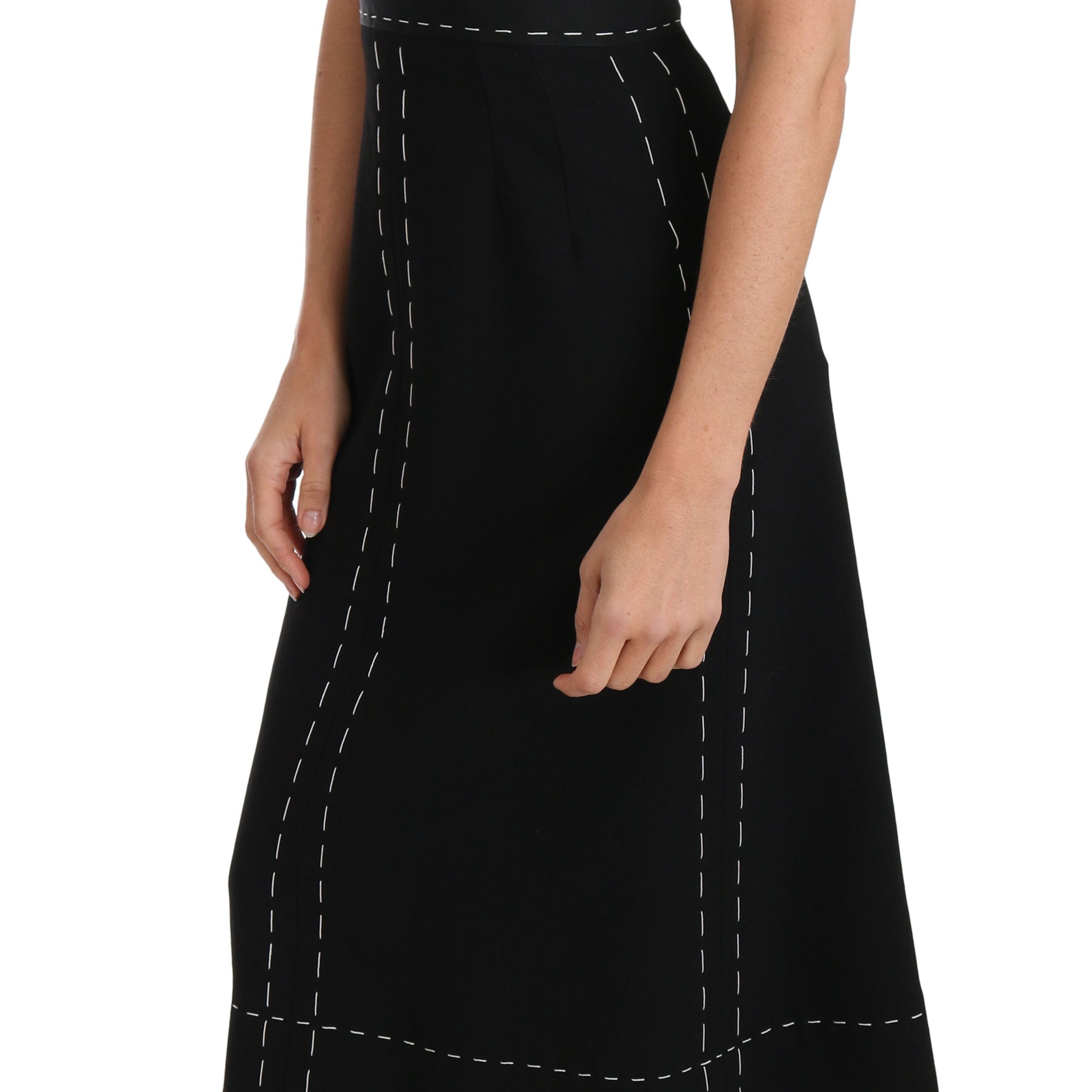 Dolce & Gabbana Black Wool Stretch A-line Sheath Dress