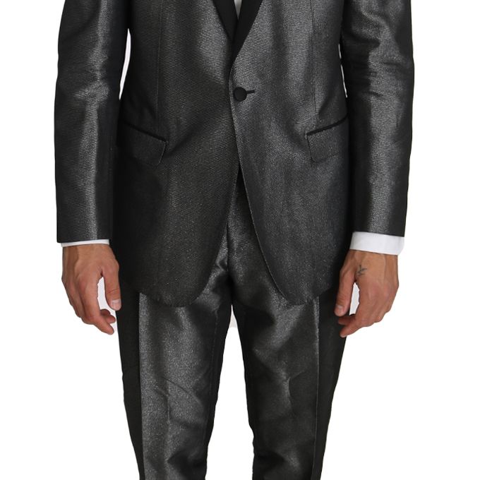 Dolce & Gabbana Gray Patterned MARTINI 2 Piece Suit