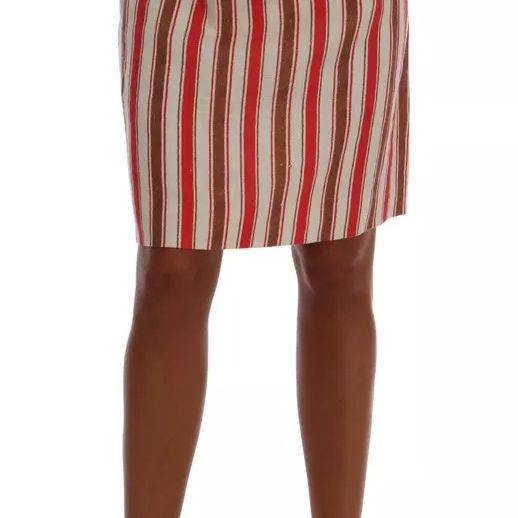 Dolce & Gabbana Multicolor Portofino Stripes Cotton Midi Skirt