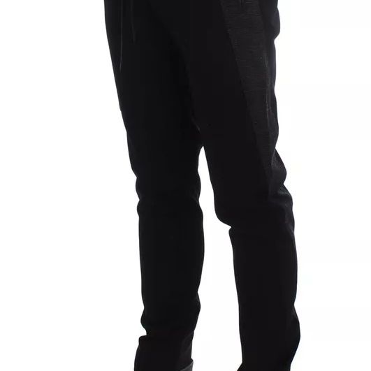 Dolce & Gabbana Black Gray Wool Casual Trousers Stripe Pants