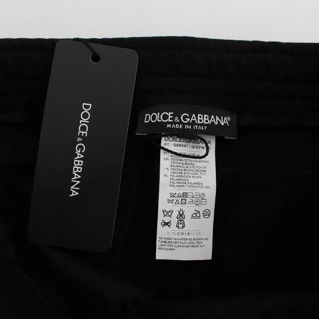 Dolce & Gabbana Black Gray Wool Casual Trousers Stripe Pants