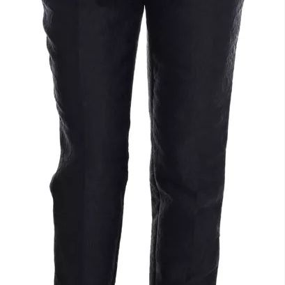 Dolce & Gabbana Black Floral Brocade High Waist Pants