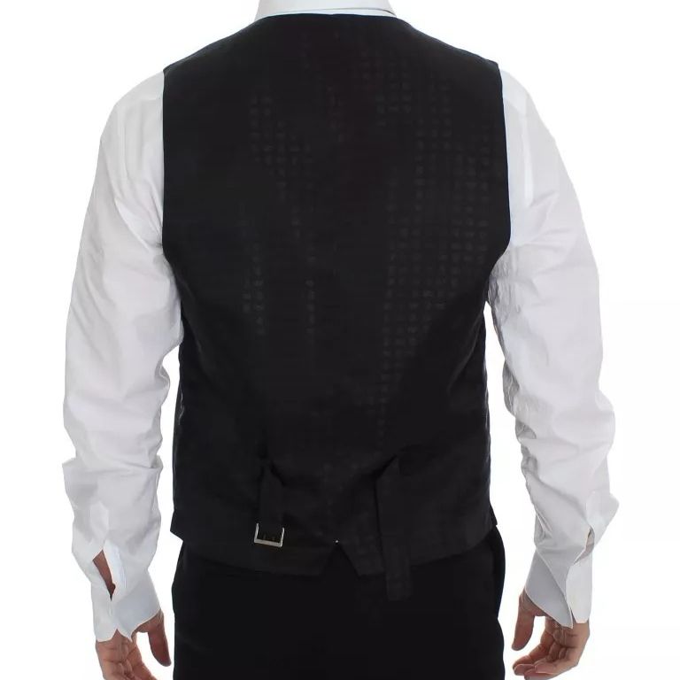 Dolce & Gabbana Black Wool Silk Dress Gilet Jacket Vest