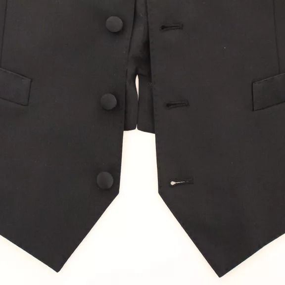Dolce & Gabbana Black Wool Silk Dress Gilet Jacket Vest