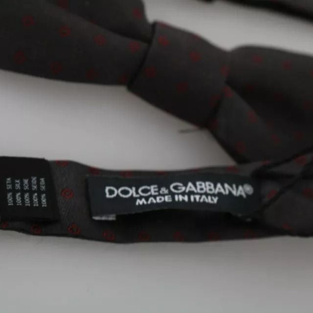Dolce & Gabbana Gray Dotted Silk Adjustable Neck Bow Tie