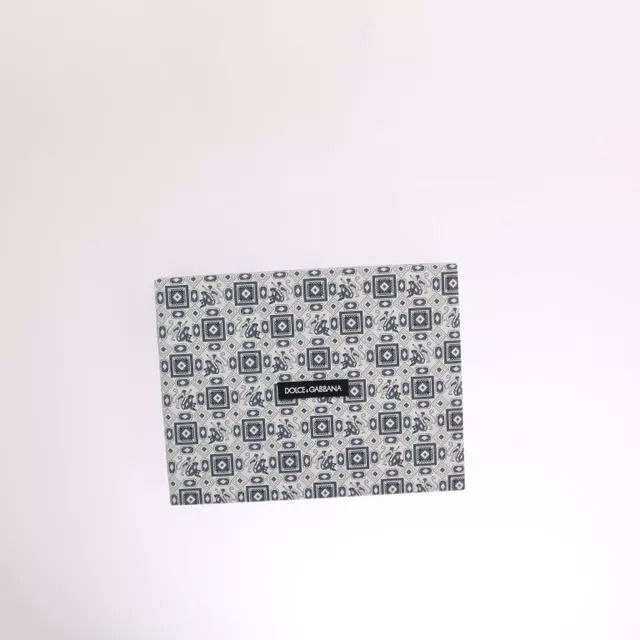 Dolce & Gabbana White Blue Silk Bowtie Leather Belt Gift Box Set