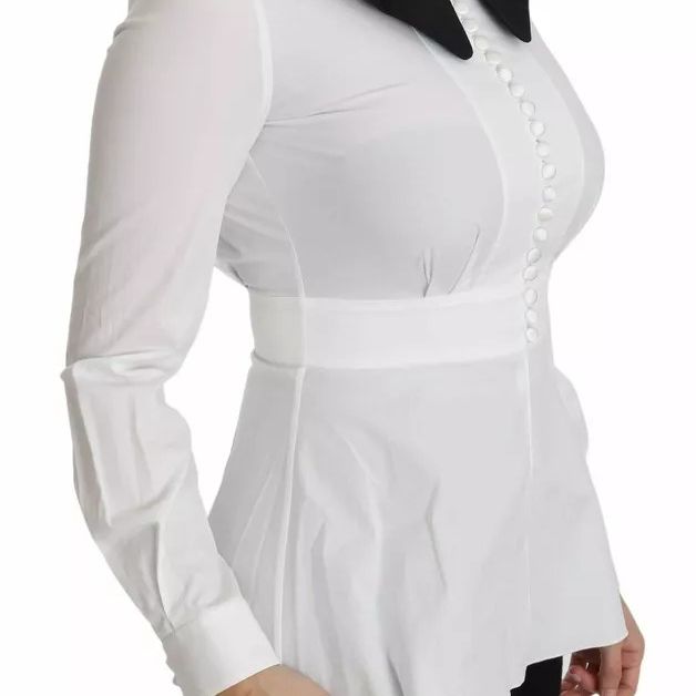 Dolce & Gabbana Black White Decorative Buttons Tops Shirt Blouse