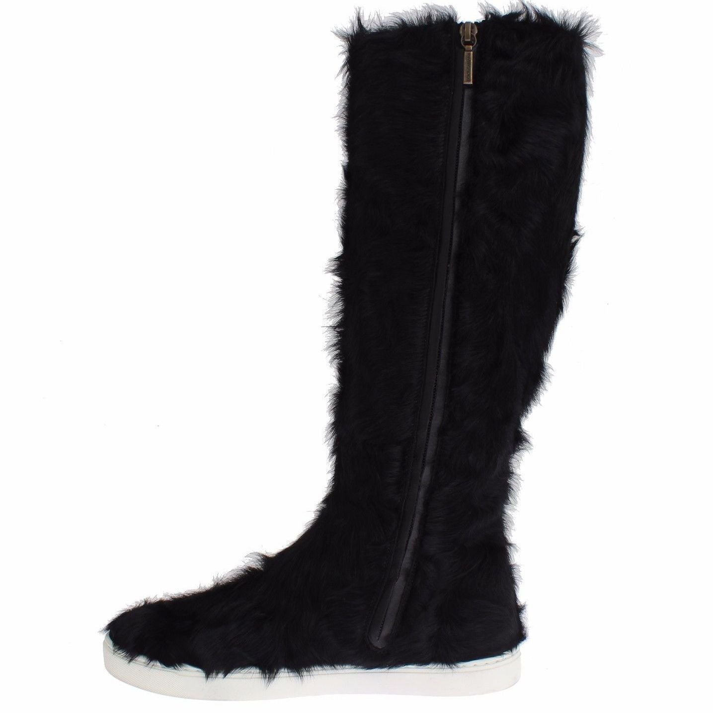 Dolce & Gabbana Black Xiangao Lamb Fur Leather Boots