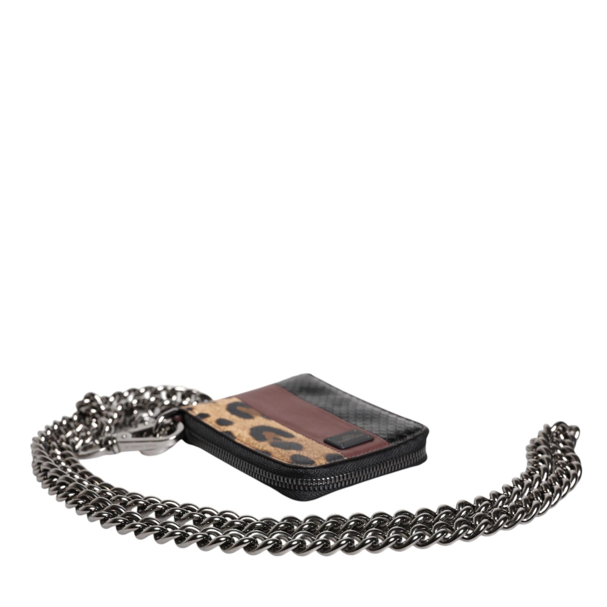 Dolce & Gabbana Multicolor Leopard Leather DG Bifold Card Holder Wallet