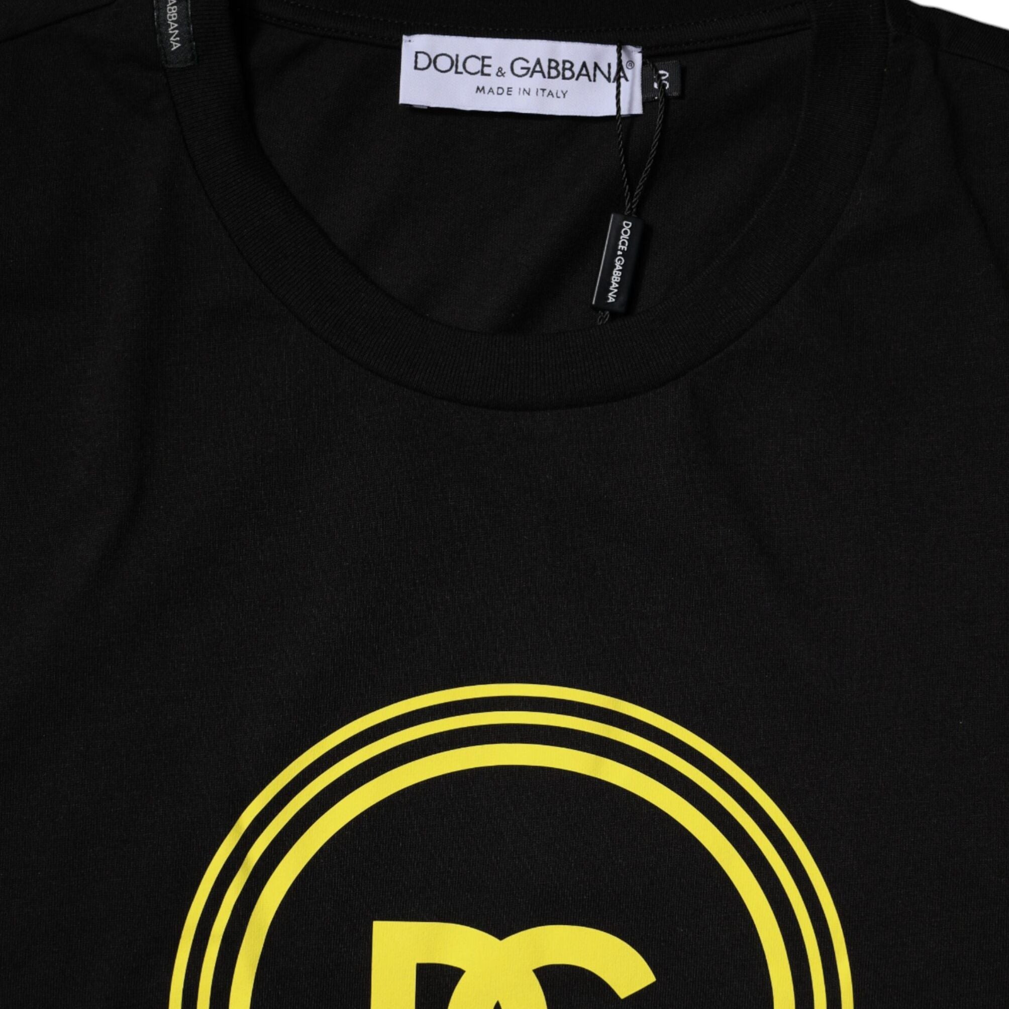 Dolce & Gabbana Black Logo Print Cotton Crew Neck T-shirt