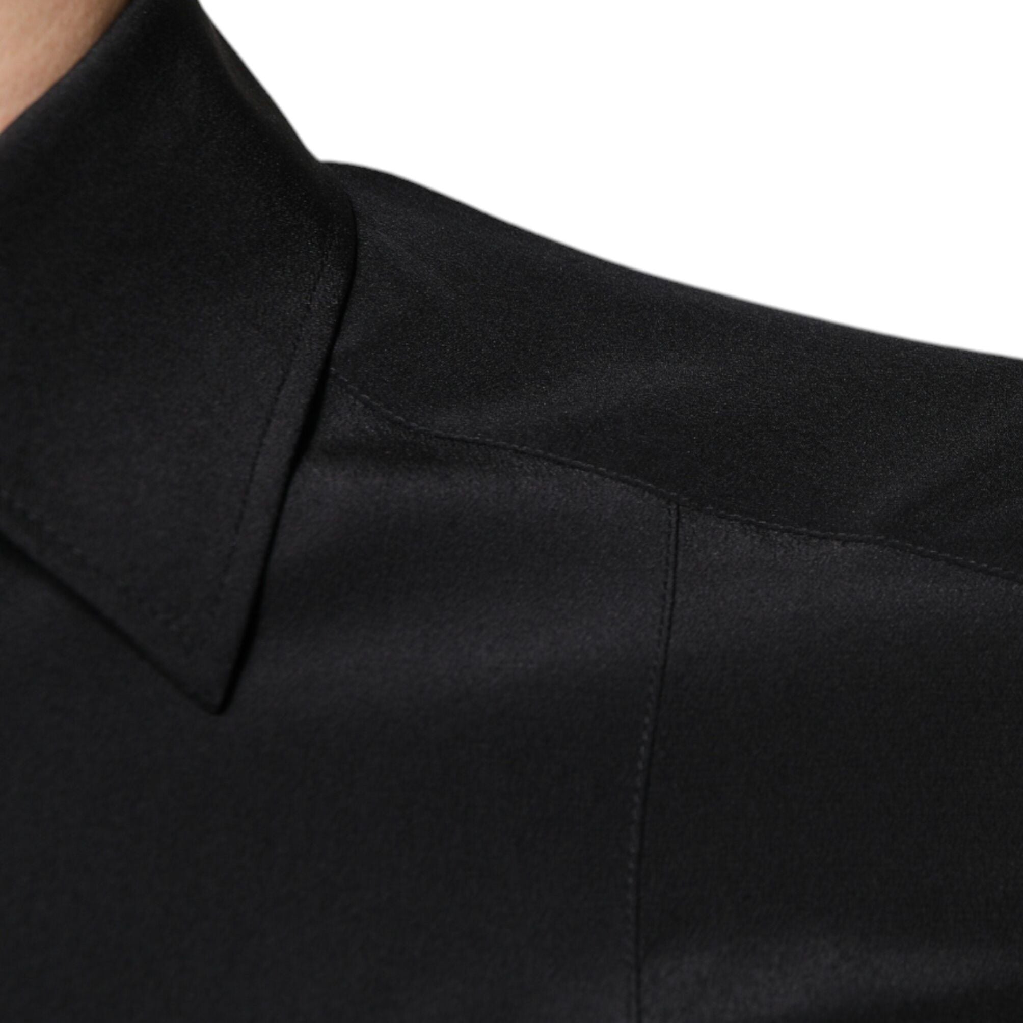 Dolce & Gabbana Black Silk Long Sleeves GOLD Dress Shirt