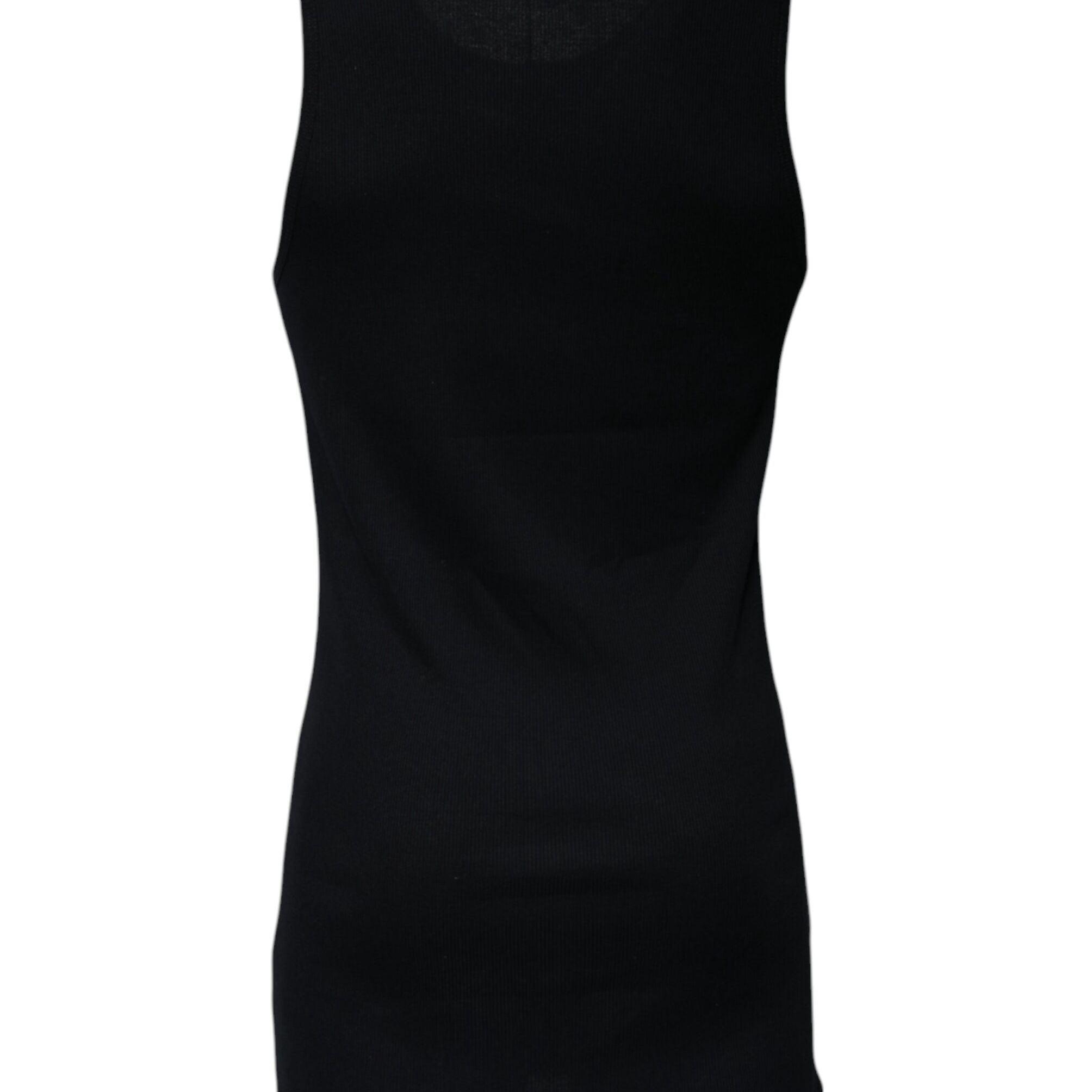 Dolce & Gabbana Black Cotton Sleeveless Round Neck Tank T-shirt