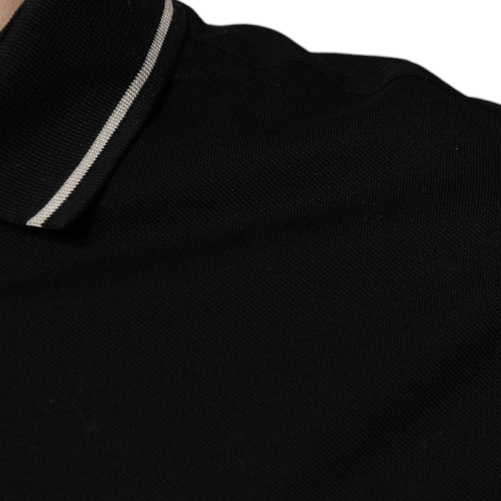 Dolce & Gabbana Black White Cotton Short Sleeves Polo T-shirt